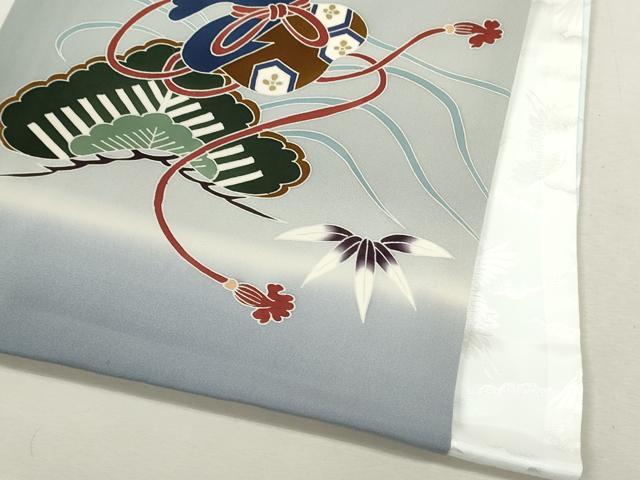 平和屋着物[]お宮参り　男の子　祝着　産着　初着　のしめ　鷹　宝尽くし松笹文　暈し染め　金彩　逸品　CAAR6616ze
