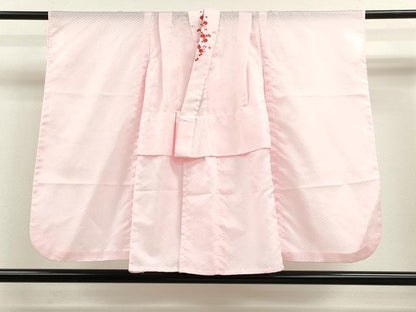 平和屋着物[]七五三　女の子　３歳　祝着　三つ身　長襦袢・帯・小物セット　駒刺繍　鞠草花文　金彩　洗える着物　CAAR6655ze
