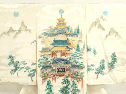 平和屋着物[]お宮参り　男の子　祝着　産着　初着　のしめ　作家物　手描き　風景文　逸品　CAAR6670ze
