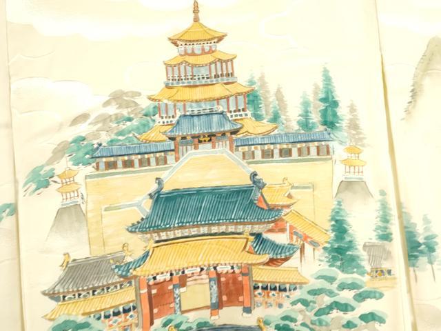 平和屋着物[]お宮参り　男の子　祝着　産着　初着　のしめ　作家物　手描き　風景文　逸品　CAAR6670ze