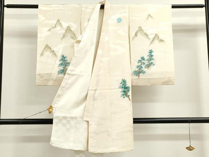 平和屋着物[]お宮参り　男の子　祝着　産着　初着　のしめ　作家物　手描き　風景文　逸品　CAAR6670ze