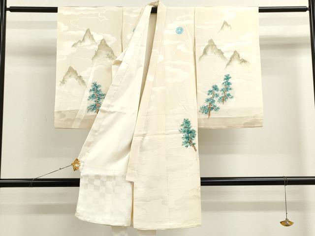平和屋着物[]お宮参り　男の子　祝着　産着　初着　のしめ　作家物　手描き　風景文　逸品　CAAR6670ze