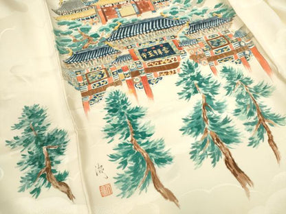平和屋着物[]お宮参り　男の子　祝着　産着　初着　のしめ　作家物　手描き　風景文　逸品　CAAR6670ze