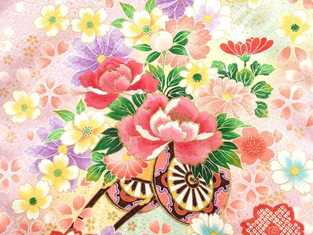 平和屋着物[]お宮参り　女の子　祝着　産着　初着　のしめ　刺繍　花車文　暈し染め　金彩　洗える着物　CAAR6694ze