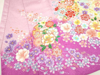平和屋着物[]お宮参り　女の子　祝着　産着　初着　のしめ　刺繍　花車文　暈し染め　金彩　洗える着物　CAAR6694ze