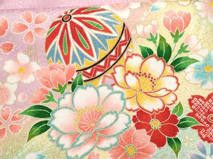 平和屋着物[]お宮参り　女の子　祝着　産着　初着　のしめ　刺繍　花車文　暈し染め　金彩　洗える着物　CAAR6694ze