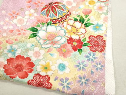 平和屋着物[]お宮参り　女の子　祝着　産着　初着　のしめ　刺繍　花車文　暈し染め　金彩　洗える着物　CAAR6694ze