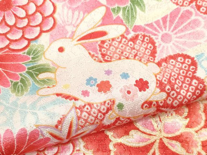 平和屋着物[]お宮参り　女の子　祝着　産着　初着　のしめ　兎　草花文　銀通し地　洗える着物　CAAR6698ze