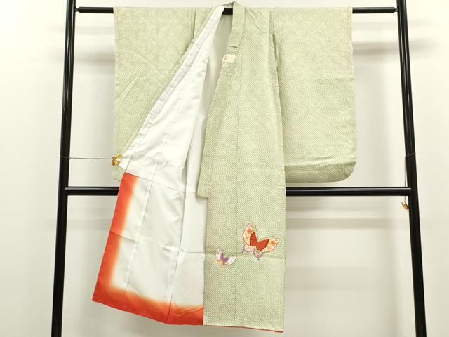 平和屋着物[]七五三　女の子　７歳　祝着　四つ身　袋帯セット　総絞り　刺繍　舞蝶文　金糸　逸品　CAAR6722ze