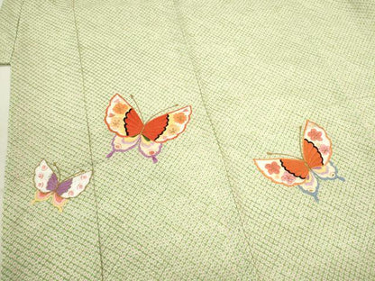 平和屋着物[]七五三　女の子　７歳　祝着　四つ身　袋帯セット　総絞り　刺繍　舞蝶文　金糸　逸品　CAAR6722ze