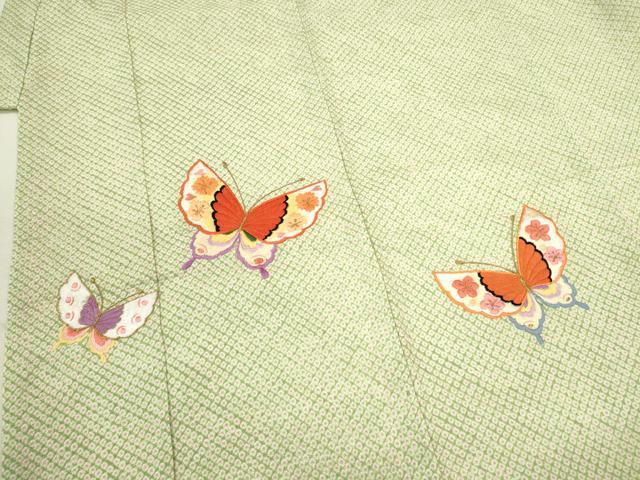 平和屋着物[]七五三　女の子　７歳　祝着　四つ身　袋帯セット　総絞り　刺繍　舞蝶文　金糸　逸品　CAAR6722ze