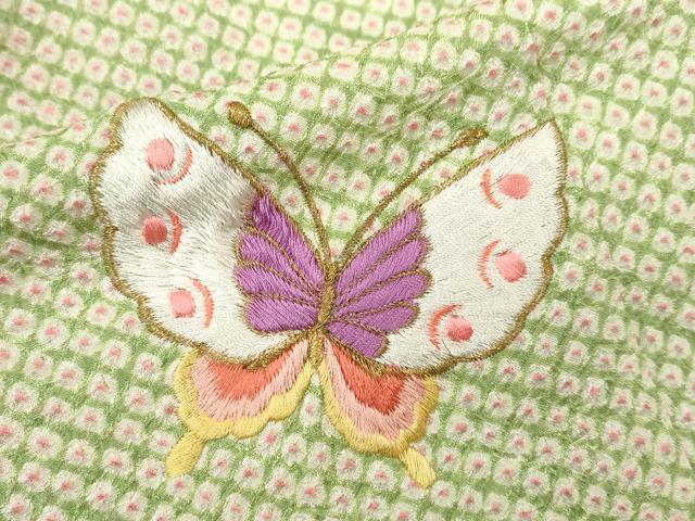 平和屋着物[]七五三　女の子　７歳　祝着　四つ身　袋帯セット　総絞り　刺繍　舞蝶文　金糸　逸品　CAAR6722ze