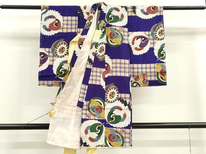 平和屋着物[]お宮参り　男の子　祝着　産着　初着　のしめ　飛鶴　鼓　扇面丸文　逸品　CAAR6729ze