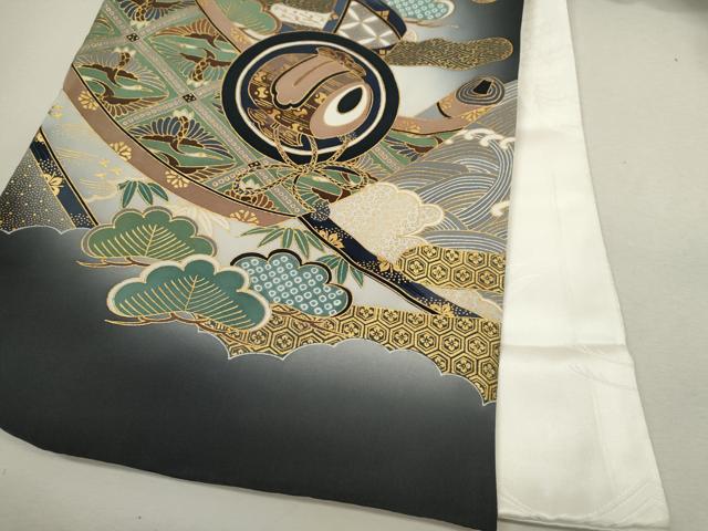 平和屋着物[]お宮参り　男の子　祝着　産着　初着　のしめ　宝船吉祥双鶴菱　暈し染め　金彩　逸品　CAAR6788ze