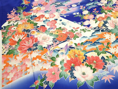 平和屋着物∵女の子 十三参り 子供 祝着 鴛鴦草花文 暈し染め 銀彩 逸品 CAAR6794ze