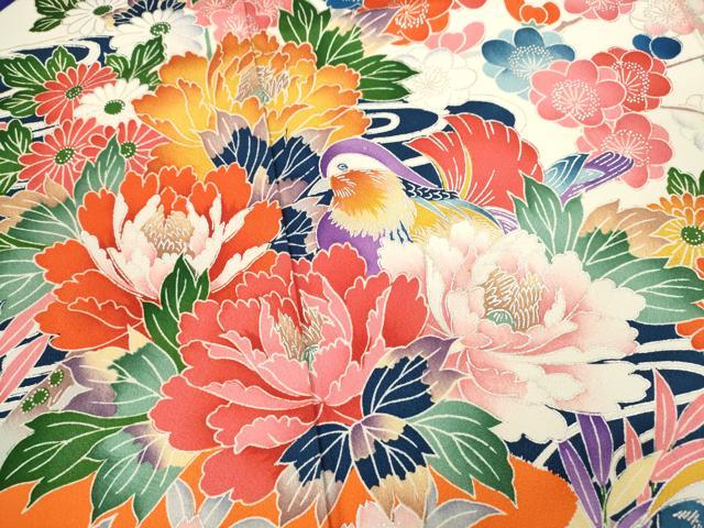平和屋着物∵女の子 十三参り 子供 祝着 鴛鴦草花文 暈し染め 銀彩 逸品 CAAR6794ze