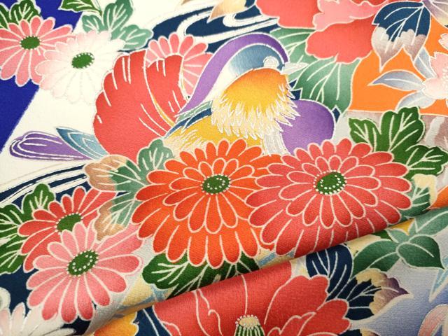 平和屋着物∵女の子 十三参り 子供 祝着 鴛鴦草花文 暈し染め 銀彩 逸品 CAAR6794ze