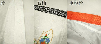 平和屋着物[]七五三　女の子　７歳　祝着　四つ身　刺繍　舞蝶草花文　金彩　洗える着物　CAAR6795ze