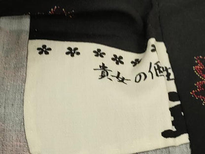 平和屋着物▽小紋　単衣　草花文　ウール　CAAR6880dy