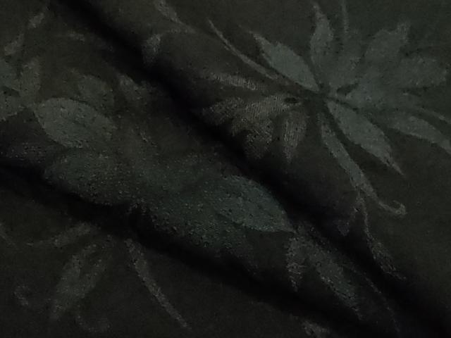 平和屋着物▽上質な小紋 単衣 草花文 黒地 正絹 逸品 CAAR6884dy