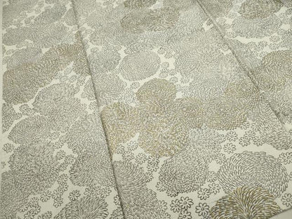 平和屋着物▽上質な紬 単衣 手描き 菊花文 金銀彩 正絹 逸品 未使用 CAAR6912dy