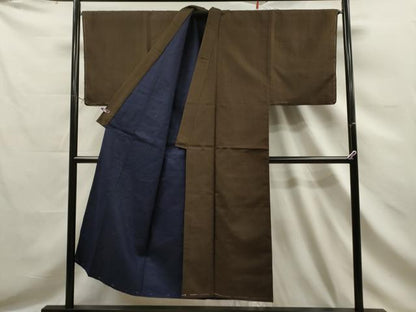 平和屋着物■男性　紬　格子柄　正絹　逸品　CAAR7063dy