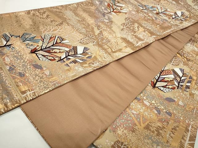 平和屋着物◎六通柄袋帯 唐織 晴林 樹林文 正絹 逸品 CAAR7438yk