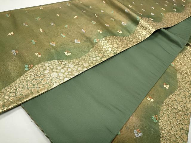 平和屋着物◎六通柄袋帯 唐織 枝花文 粋韶 金糸 引箔 正絹 逸品 CAAR7442yk