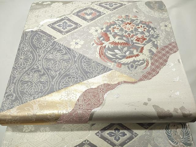 平和屋着物◎六通柄袋帯 唐織 吉祥万代 金銀糸 正絹 逸品 CAAR7445yk