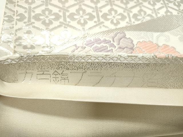 平和屋着物◎六通柄袋帯 唐織 菊唐草文 銀糸 正絹 逸品 CAAR7453yk