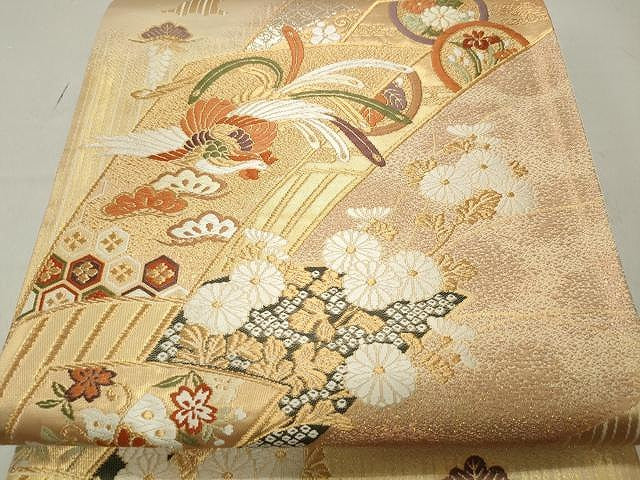 平和屋着物◎全通柄袋帯 唐織 鳳凰吉祥文 金糸 正絹 逸品 CAAR7579yk
