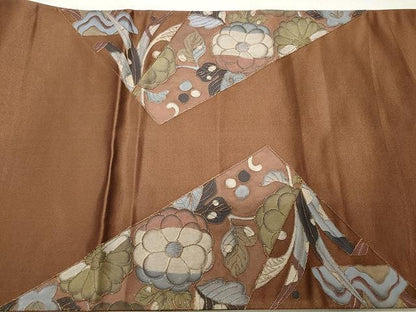 平和屋着物◎太鼓柄袋帯 駒刺繍 菱花文 正絹 逸品 CAAR7589yk