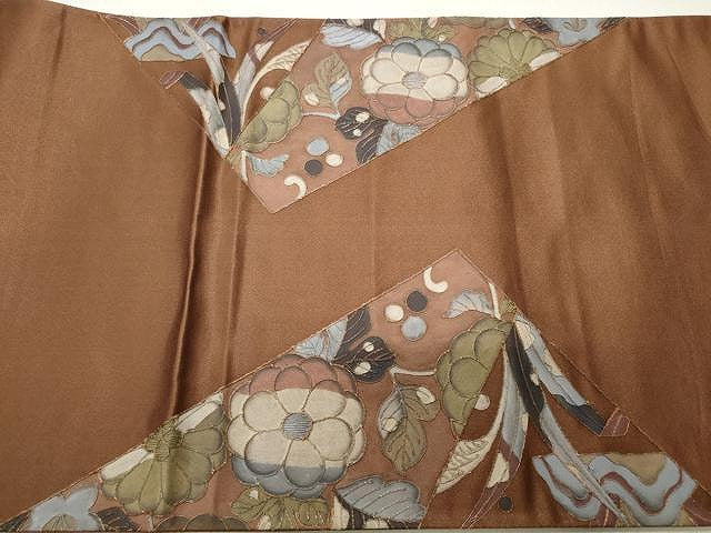 平和屋着物◎太鼓柄袋帯 駒刺繍 菱花文 正絹 逸品 CAAR7589yk