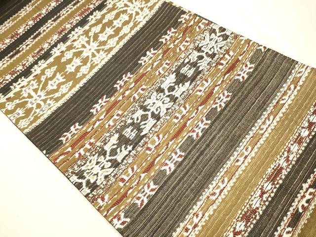 平和屋着物●両面 全通柄袋帯 横段吉祥花文 金糸 正絹 逸品 CAAR7663hy