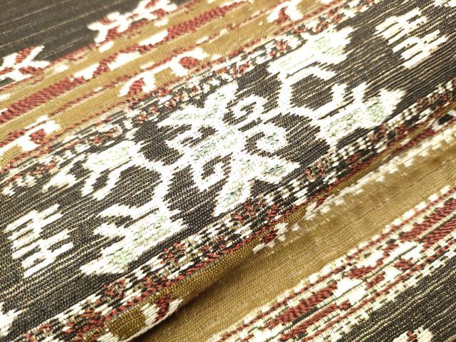 平和屋着物●両面 全通柄袋帯 横段吉祥花文 金糸 正絹 逸品 CAAR7663hy