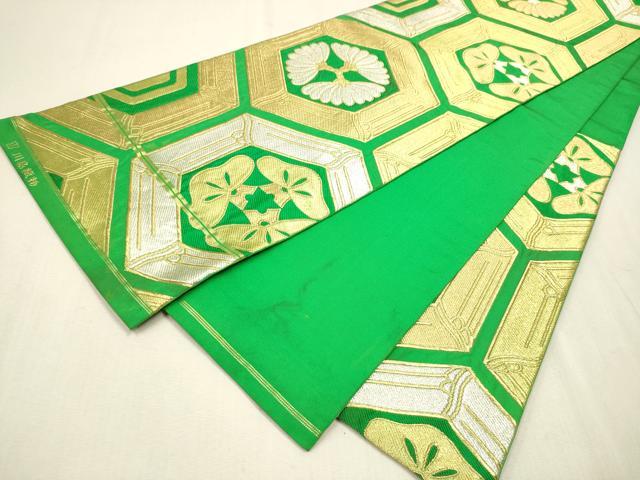 平和屋着物■六通柄 本袋帯 亀甲裏菊文 金銀糸 正絹 逸品 CAAR7668hy