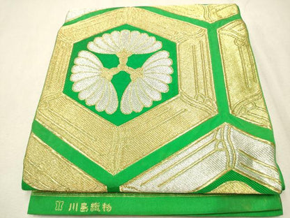 平和屋着物■六通柄 本袋帯 亀甲裏菊文 金銀糸 正絹 逸品 CAAR7668hy