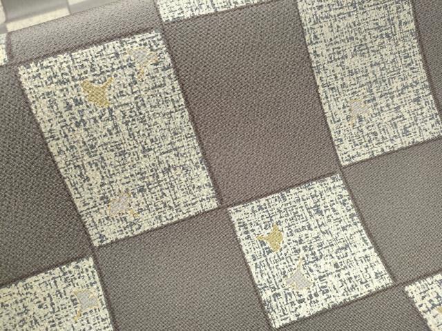 平和屋着物○全通柄袋帯 変わり市松舞葉文 金彩 正絹 逸品
