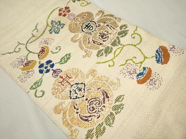 平和屋着物●龍村平蔵製　六通柄　本袋帯　万代吉祥瓢　金糸　正絹　逸品　CAAR7673hy