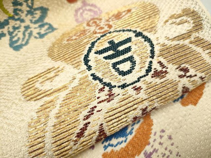 平和屋着物●龍村平蔵製　六通柄　本袋帯　万代吉祥瓢　金糸　正絹　逸品　CAAR7673hy