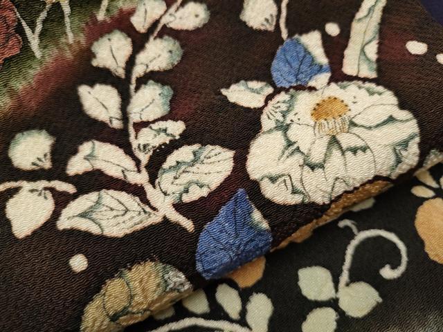 平和屋着物●九寸名古屋帯 辻が花 絞り 鬼しぼ縮緬 正絹 逸品 CAAR7676hy