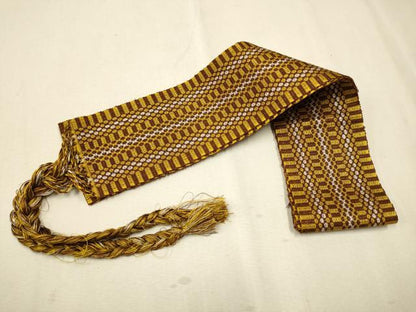 平和屋着物●本場黄八丈 伊達締め 縞 正絹 逸品 CAAR7685hy