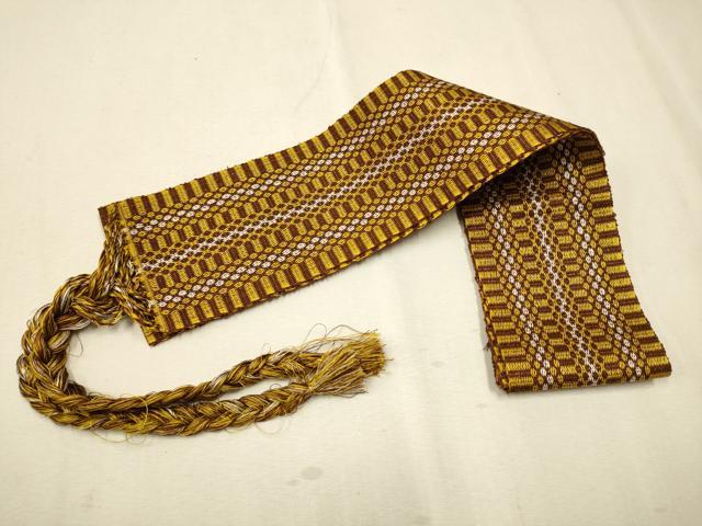 平和屋着物●本場黄八丈 伊達締め 縞 正絹 逸品 CAAR7685hy