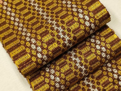 平和屋着物●本場黄八丈 伊達締め 縞 正絹 逸品 CAAR7685hy