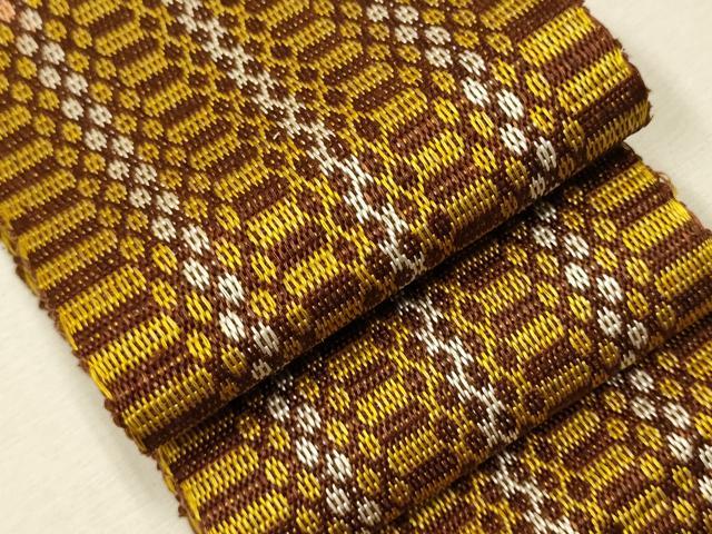 平和屋着物●本場黄八丈 伊達締め 縞 正絹 逸品 CAAR7685hy