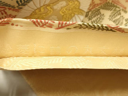 平和屋着物●六通柄袋帯　唐織　松菱鶴の丸文様　金糸　正絹　逸品　CAAR7764hy