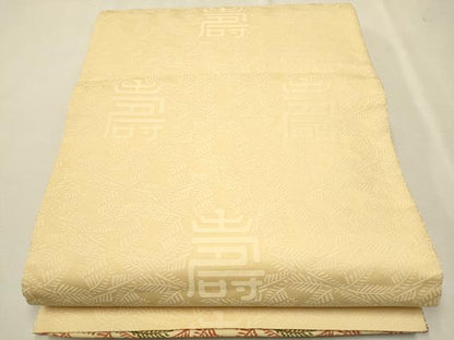 平和屋着物●六通柄袋帯　唐織　松菱鶴の丸文様　金糸　正絹　逸品　CAAR7764hy