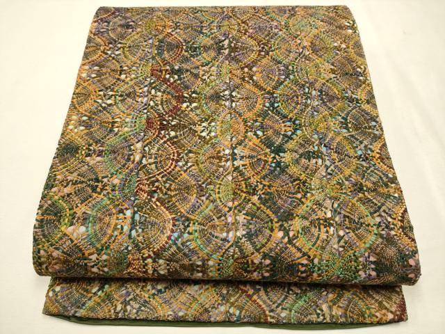 平和屋着物●全通柄袋帯　リボン織　立涌文　正絹　逸品　CAAR7767hy
