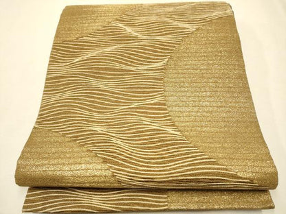 平和屋着物●全通柄袋帯 流水文 金糸 正絹 逸品 CAAR7777hy