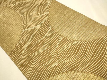 平和屋着物●全通柄袋帯 流水文 金糸 正絹 逸品 CAAR7777hy